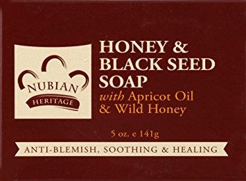 NUBIAN HERITAGE BAR SOAP,HONEY & BLKSEED, 5 OZ (Pack of 6)