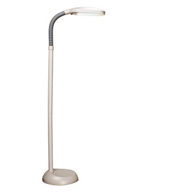 Balanced Spectrum Floor Lamp, Adjustable Gooseneck, Full Spectrum Natural Daylight Reading Light, 50” Tall, Eggshell