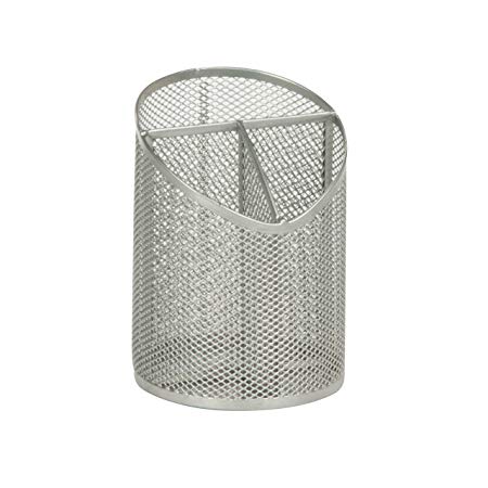 Honey-Can-Do OFC-03302 Mesh Angled Pen/Pencil Cup Organizer, 4.3 x 4.3 x 5.9, Silver