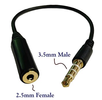 D & K Exclusives® Black 3.5mm Male to 2.5mm Female Headphone Audio Adapter Extender Jack Stereo or Mono for Apple iPhone 3GS 4G 4S 5 Samsung Galaxy S3 S4 Galaxy Note 2 iPad 2 3 4 iPad Mini (6 inch)