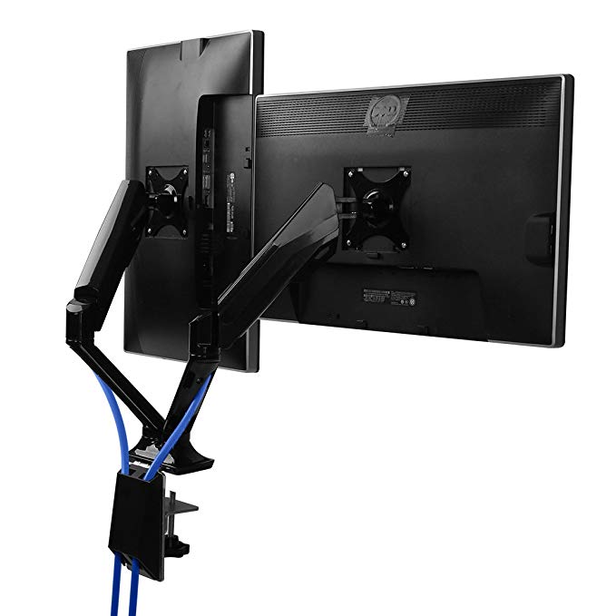 FLEXIMOUNTS F6D Dual monitor mount lcd arm for 17"-30" Computer Monitor Gas Spring arm,With Clamp or Grommet Desktop Support