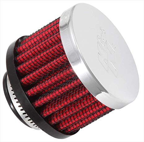 K&N 62-1360 Vent Air Filter / Breather: Vent Air Filter/ Breather; 0.75 in (19 mm) Flange ID; 1.5 in (38 mm) Height; 2 in (51 mm) Base; 2 in (51 mm) Top