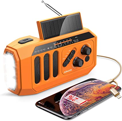 【2020 Newest】 Emergency Radio, 5000mAh Hand Crank Solar Weather Radio, NOAA/AM/FM Portable Radio with LED Flashlight&Reading Lamp, USB Cell Phone Power Charger, SOS Alarm for Home, Camping&Survival