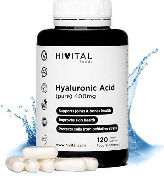 Hyaluronic Acid 400 mg | 120 vegan capsules (4 month supply) | High dose, concentration and bioavailability that keeps cartilage, joints, bones and skin healthy
