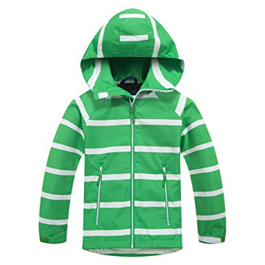TLAENSON Boys Girls Windbreaker Fleece Lined Light Waterproof Jacket with Hood