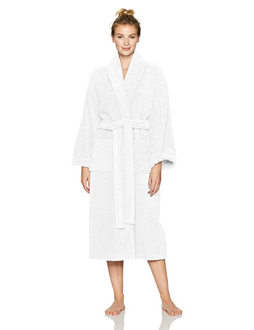 Pinzon Terry Cotton Bathrobe, Small/Medium, White