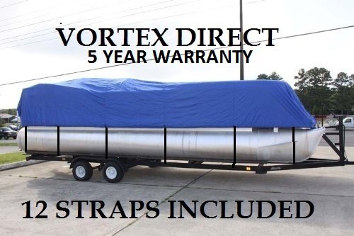 BRAND NEW *BLUE* 18' FOOT VORTEX ULTRA 3 PONTOON BOAT COVER, HAS ELASTIC AND STRAPS FITS 16' 1" TO 17' TO 18' FT LONG DECK AREA, UP TO 102" BEAM (FAST SHIPPING - 1 TO 4 BUSINESS DAY DELIVERY)