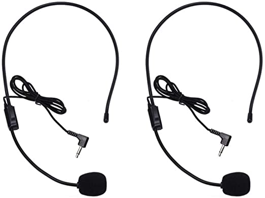 Headset Microphone, Set of 2, Flexible Wired Boom for Voice Amplifier,Teachers, Speakers, Coaches, Presentations, Seniors and More