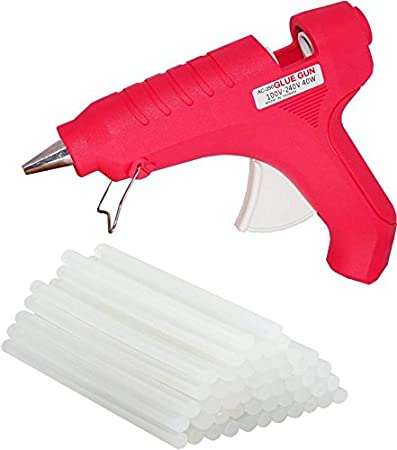 Glun 40-Watt Makson Leak Proof Hot Melt Glue Gun with 25 Sticks (Pink)