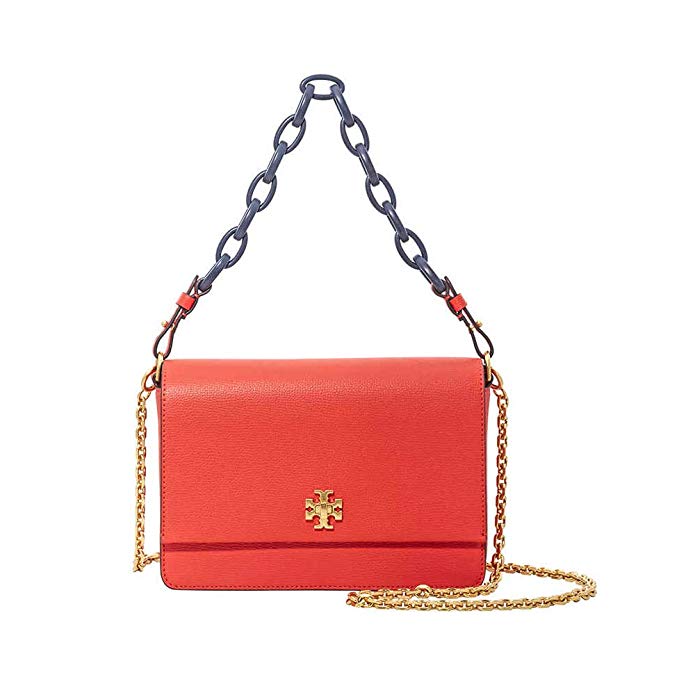 Tory Burch Kira Italian Leather Shoulder Bag- Poppy Red/Navy