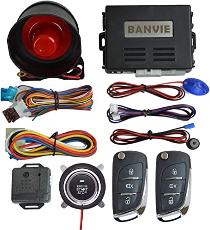 BANVIE Car Alarm System with Remote Start and Smart Push Start Button