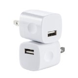 Omni INC 2PCS White Universal USB Port Colors USB ACDC Power Adapter Home Wall Charger Plug W Easy Grip for iPhone 66 plus 5S 5 4S Samsung Galaxy S5 S4 S3