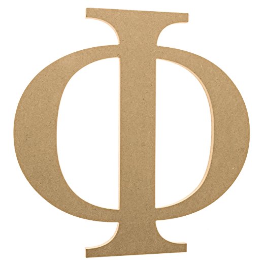 12" Wooden Greek Letter Phi - Fraternity/Sorority Premium MDF Wood Letters (12 inch, Phi)