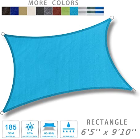 LOVE STORY 6'5'' x 9'10'' Rectangle Turquoise Blue Sun Shade Sail Canopy UV Block Awning for Outdoor Patio Garden Backyard