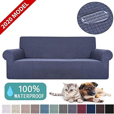 Upgrade High Stretch Sofa Slipcover, Spandex Anti-Slip Couch Covers Super Soft Waterproof Sofa Coverings Furniture Protector for Dogs, Cats, Pets, and Kids