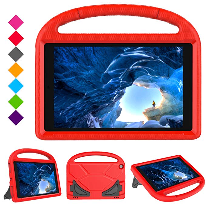 Case for H D 10 Tablet (5th Gen, 2015 Release / 7th Gen, 2017 Release),Kids Friendly Shock Proof Light Weight Convertible Handle Stand Case Cover for H D 10.1 Inch Tablet (Red)