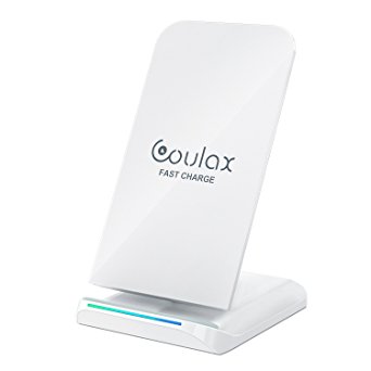 COULAX Wireless Charger 2 Coils Qi Fast Wireless Charging Pad Stand for Samsung Galaxy Note 8 S8 Plus S8 S7 S7 Edge S6 Edge Plus Note 5 iPhone X 8 8 Plus (white)