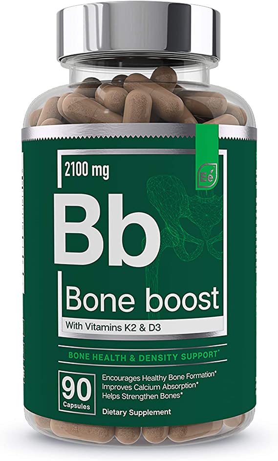 Bone Boost Bone Health Supplement - Calcium, Vitamin D3, K2, Cissus Quadrangularis | Essential Elements for Bone Strength - 90 Capsules (30 Day Supply)