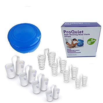 ProQuiet 8 Pairs of Anti Snore Devices For Men & Women Stop Snoring Nose Cones 4 Sizes(S, M, L, XL)