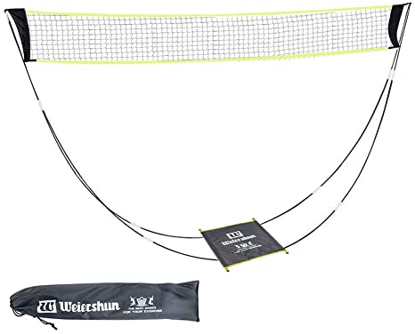 KIKILIVE Portable Badminton Net Set with Stand Carry Bag, Folding Volleyball Tennis Badminton Net – Easy Setup for for Outdoor/Indoor Court, Backyard, No Tools or Stakes Required