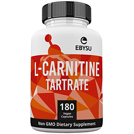 EBYSU L-Carnitine Tartrate - 180 Capsules 1000mg Max Strength Pure L Carnitine Supplement