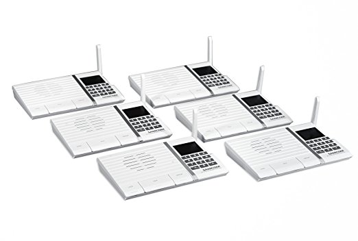 Samcom 20-Channel Digital FM Wireless Intercom System for Home and Office White Pack of 6