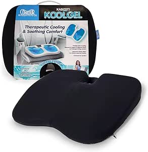 Contour Kabooti Cool Gel Seat Cushion | Coccyx Cushion for Tailbone Pain, Sciatica, Back Pressure Relief | Cooling Seat Support, Ergonomic Chair Cushion for Home, Office, Gaming, Wheelchair, Car Seat