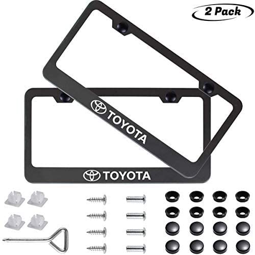 2pcs for TOYOTA front and Rear License Plate Frame,Newest Matte Aluminum Alloy License Plate for TOYOTA All Models,Personalize and Decorate for TOYOTA License Plate Cover,Screw Caps Included …