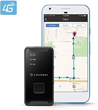 Amcrest 4G LTE GPS Tracker - Portable Mini Hidden Real-Time GPS Tracking Device for Vehicles, Cars, Kids, Persons, Assets w/Geo-Fencing, Text/Email/Push Alerts, 14 Day Battery