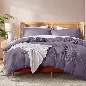 Nestl Grayish Purple Duvet Cover King Size - Soft Double Brushed King Duvet Cover Set, 3 Piece, with Button Closure, 1 Duvet Cover 104x90 inches and 2 Pillow Shams