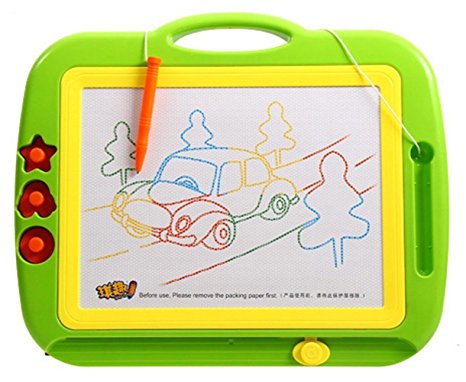 Holy Stone 8888ALV Magnetic Drawing Board Colorful Erasable Board Magna Doodle Kids Educational Toy Writing Sketch Pad with Stamper Large Size, Color Green