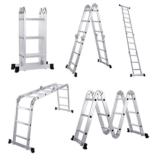 Lifewit 12.5ft Folding Ladder 3X4 Heavy Duty Multi Purpose Step Ladder Extendable Aluminum