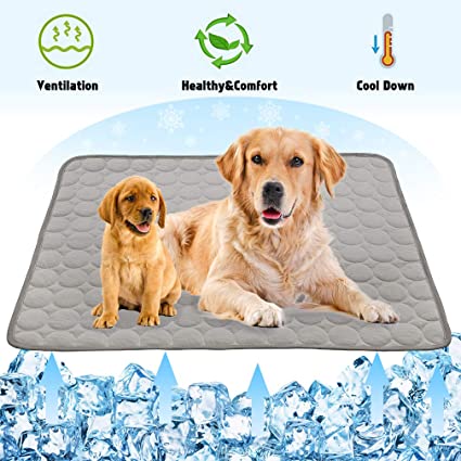 VeMee Summer Cooling Mat for Dogs Cats Ice Silk Self Dog Cooling Mat Breathable Pet Crate Pad Portable & Washable Pet Cooling Blanket for Small Medium and Large Pet Outdoor or Home Use