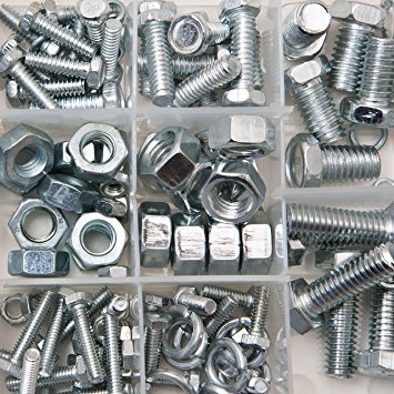 Brackit Bolts and Nuts Set - 240 pcs. - inc. Machine Bolts, Lock Washers and Hex nuts
