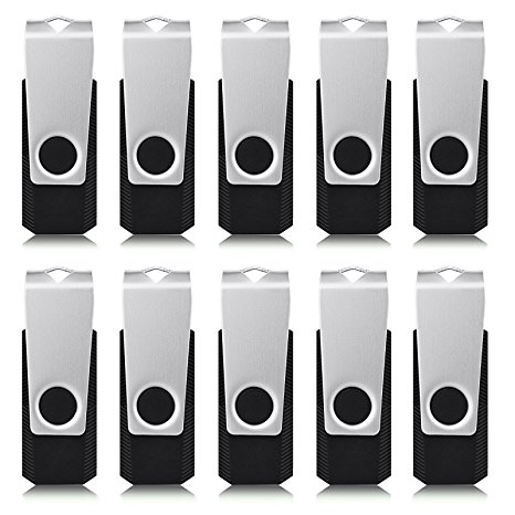 KEXIN 10pcs 128MB Bulk USB 2.0 Flash Drive USB Drives Flash Drive Pack Thumb Drive Bulk Flash Drive Swivel Black (Without Logo,NOT 128GB)