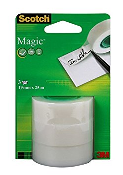 Scotch A81925R3 Magic Tape Refill Roll, 19 mm x 25 m - Pack of 3