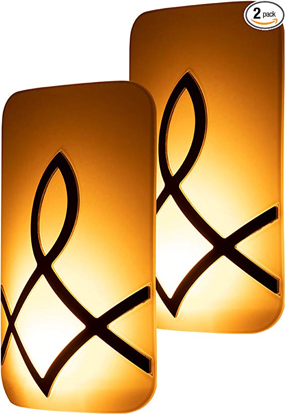 GE Enbrighten SleepLite LED Amber Night Light, 2 Pack, Candle Glow, Hi/Low Dimmable, Dusk-to-Dawn, Melatonin, Natural Sleep Aid, Ideal for Bedroom, Nursery, Bathroom, Oil-Rubbed Bronze, 46453