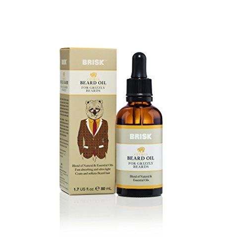 Brisk Grooming—Citrus Beard Oil—Blend of Natural & Essential Oils Softens & Tames for A Beard You Can Take Pride In—1.7 Fl Oz Bottle