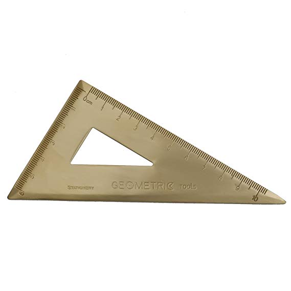 CKLT Thickness 0.08inch Super Durable Brass Set Square Triangle Ruler Stationery Math Geometry Best Gift For Students And Children (Set square)