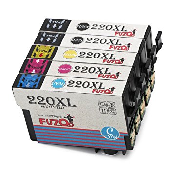 FUZOO 220XL Remanufactured Ink Cartridge replacement for 220 ink, 2 Black 1 Cyan 1 Magenta 1 Yellow, for Workforce WF-2630 WF-2650 WF-2660 WF-2750 WF-2760, Expression Home XP-320 XP-420 XP-424