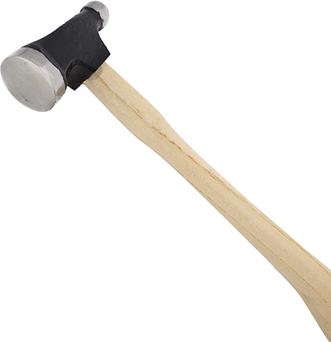 The Beadsmith Two-Sided Chasing Hammer - 10.5 Inches Wooden Handle, 2.75” Steel Head with a 13.5mm Ball Pein & 29mm Domed Face - Tool Used to Add Texture and Dimension to Metalwork