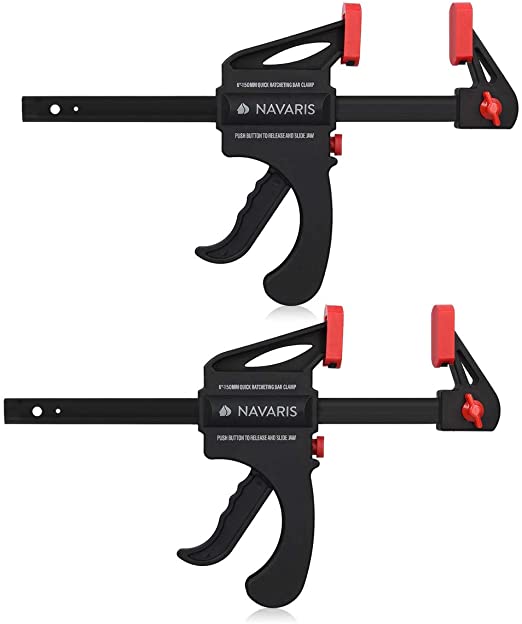 Navaris Quick Grip Bar Clamps - Set of 2 One Hand Quick-Release Bar Clamp Tools 60 Kg Clamping Force - 6 Inch / 15 cm