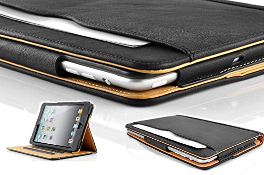 New S-Tech Apple iPad Air 1st Generation (2014 model) Smart Cover Black Soft Leather Wallet Sleep/Wake Flip Folio Case iPad Air Models A1474 / A1474