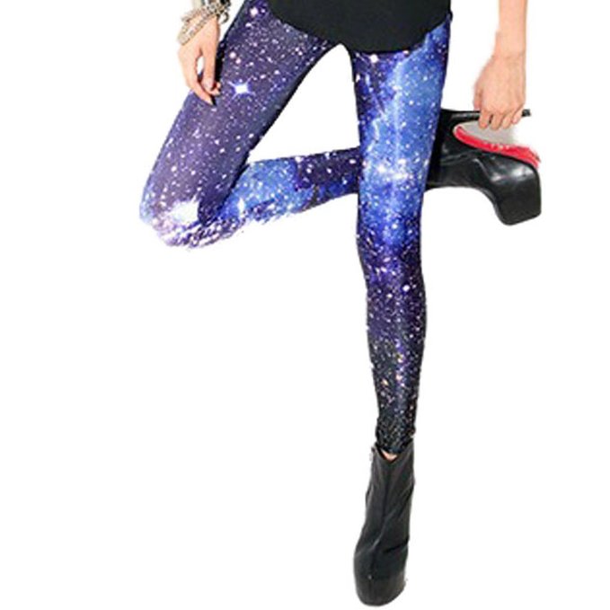 Idingding Womens Hot Sale Galaxy Star Printed High Waist Leggings Pants