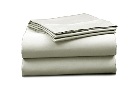 Elles Bedding Collections Bed Sheets 100% Cotton Sheet Set, 450 Thread Count, Sateen Weave, 15 inch Deep Pocket, 4-Piece Bedsheet set (Queen, Ivory)