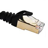 Vandesail CAT7 Shielded Ethernet Patch Cable High Speed Computer Router Gold Plated Plug STP Wires CAT 7 RJ45 LAN Network Cable Professional Gold Plated Plug STP Wires Cat7 for Router Ethernet LAN Networking Cable Premium  Patch  Modem  Router  LAN 16 ft-5 meters-Black Oblate Shielded