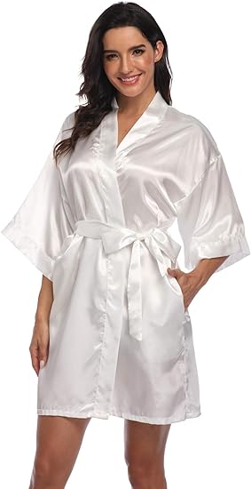 Women's Pure Short Silky Robes Bridesmaid Bride Party Satin Robes Sleepwear