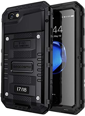 iPhone SE 2020 Case, iPhone 8 Waterproof Case, Seacosmo Full Body Protective Shell with Built-in Screen Protector Military Grade Rugged Heavy Duty Cover for iPhone 7/8/SE(2020), 4.7 Black