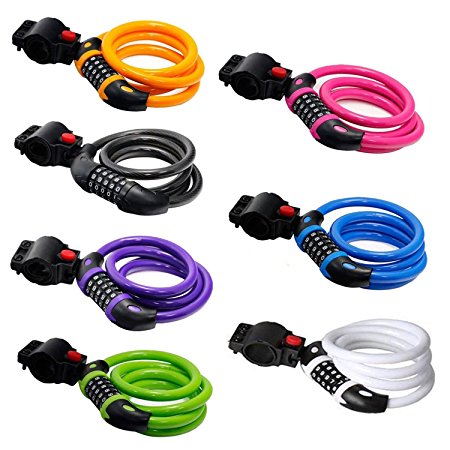 Bike Lock GoFriend High Security 5 Digit Resettable Combination Coiling Cable Lock Best for Bicycle Outdoors, 1.2mx12mm