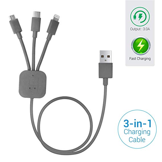 Portronics POR-013 Konnect-Trio Multi-Functional Cable (Grey)